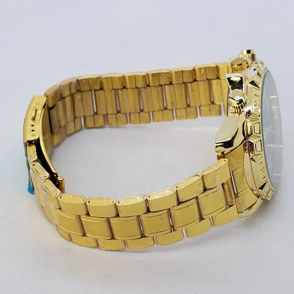 Men's Watch 44MM Gold Case Black Dial Date Indicator Gold Bracelet 8